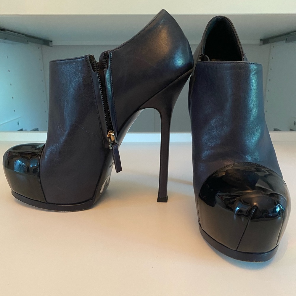 Gorgeous Navy and Black YSL Platform Bootie, 38